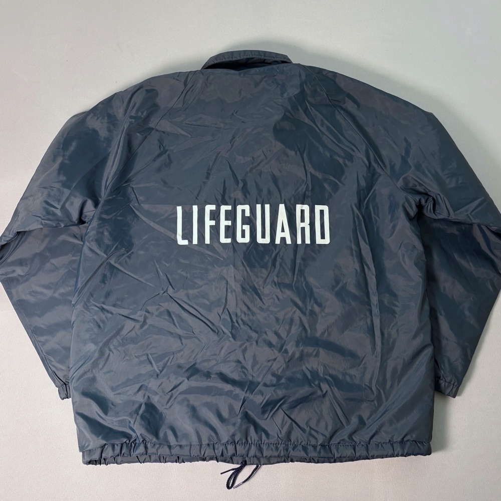 Vintage Sportsmaster Lifeguard Coaches Jacket Navy Blue Pile Lined Mens L USA